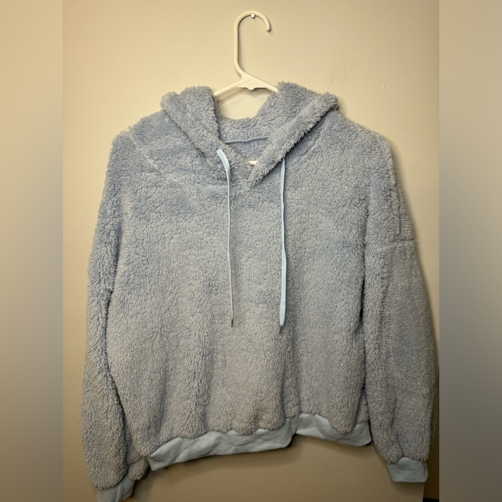 Sherpa fuzzy blue hoodie